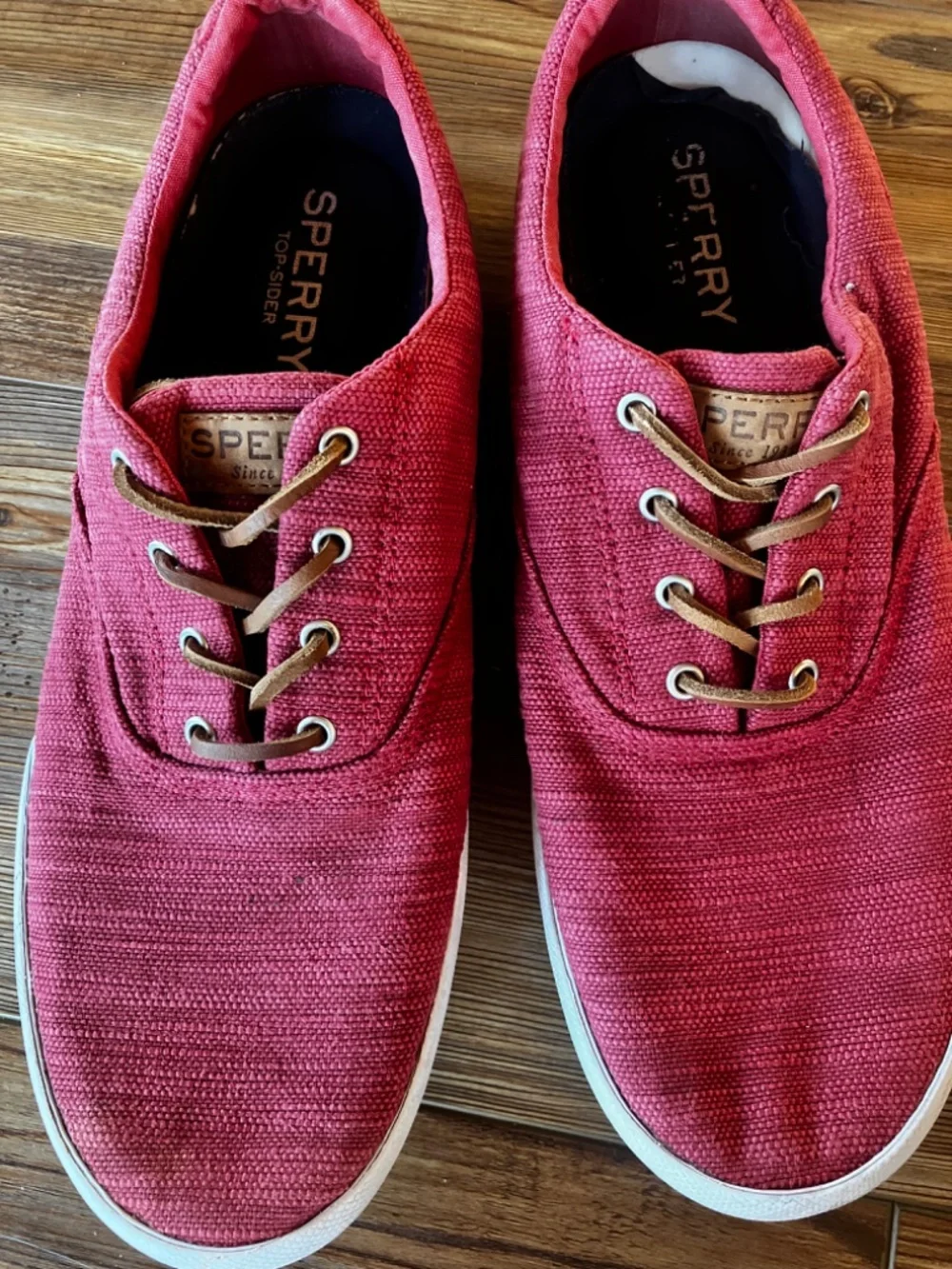 Sperry Topsider Sneakers Men's Burgundy Canvas & Leather Laces Size 12